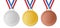 Set of winner medals with ribbon, vector image