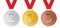 Set of winner medals with ribbon, vector image