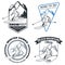 Set of winter mountain ski emblems, badges and icons.