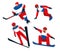 Set of winter sports figures. Red-blue-white sports uniform