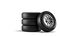 set of winter tyres on a white background