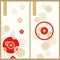 Set wit two cards with japanese traditional umbrellas and temari balls. design for business, products, print, cards