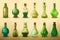 Set of witch bottles with poisonous potion. Neural network AI generated