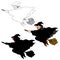 Set witch flying halloween night party vector hand drawn