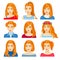 Set of woman faces with various hairstyle.