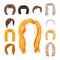 Set of woman hair styling vector illustration young brown silhouette health color haircut