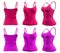 Set of woman magenta purple pink, front, back side view Spaghetti thin Strap Camisole tank cami Top on transparent, PNG