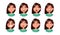 Set of woman\'s emotions. Facial expression. Girl Avatar. Vector