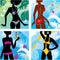 Set of Woman silhouettes in bikini and monokini sw