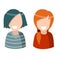 Set of women. Cute female characters. Brunette and red hair