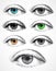 Set women eyes made from dots. Vector