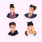 Set women men face avatar collection smiling people female male cartoon characters portrait flat