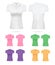 Set of women polo shirt or collar T-shirt realistic vector illustration isolated.