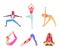 Set of women practising yoga various asanas sketch vector illustration isolated.