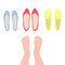 Set of women`s shoes. View top. Closed summer shoes