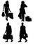 Set of women`s silhouettes with bags