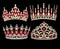 set of womens gold diadem tiara with precious stones