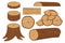 Set of wood logs