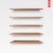 Set of Wood Shelves Vector Isolated on the Wall Background