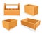 Set of wooden boxes, empty cases or toolbox