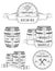 Set Wooden Casks Badges and Cooperage Logo