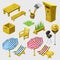 Set of wooden furniture for picnic and recreation