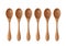 Set Wooden spoons for food on white background.