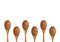 Set Wooden spoons for food on white background.