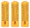 Set of wooden thermometers at different levels, vector