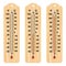 Set of wooden thermometers, vector