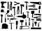 Set of work tools silhouette vector art