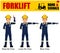 Set of worker present Forklift hand signal on white background