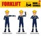 Set of worker present Forklift hand signal on white background