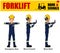 Set of worker present Forklift hand signal on white background