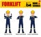 Set of worker present Forklift hand signal on white background