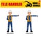 Set of worker present Tele Handler signal on white background