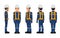 set of worker turn around on white background