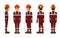 set of worker turn around on white background