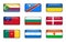 Set of world flags rectangle buttons Comoros . Democratic Republic of the Congo . Ukraine . Samoa , Bulgaria . Denmark . Cameroo