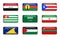 Set of world flags rectangle buttons Iraq . New Caledonia . Puerto Rico . Abkhazia . Saudi Arabia . Iran . Tokelau . Palestine .
