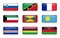 Set of world flags rectangle buttons Slovenia . Saint Kitts and Nevis . France . Kuwait . Grenada . Palau . Cape Verde . Mauriti