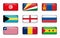 Set of world flags rectangle buttons Tunisia . Seychelles . Mongolia . Bahamas . England . Russia . Liberia . Chad . Sao Tome an