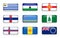 Set of world flags rectangle buttons Uruguay . Lesotho . Guernsey . Netherlands Antilles . Aruba . Norfolk Island . Faroe Island