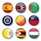 Set of world flags round badges
