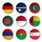 Set of world flags round badges Germany . Nauru . Maldives . Bangladesh . Indonesia . Guinea-Bissau . Armenia . Burkina Faso . A