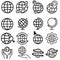 Set of world map vector line icons. Such as map illustration sign collection. Globe symbol.