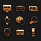 Set World time, Clock on laptop, Old hourglass, Wrist watch, PM and monitor icon. Vector