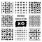 Set of XOXO seamless patterns. Vector Abstract backgrounds with ink brush strokes. Monochrome hand drawn print