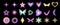 Set y2k aura. Blurred heart, butterfly and stars with aura in trendy style y2k.