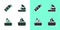 Set Yacht sailboat, Aqualung, Windsurfing and icon. Vector